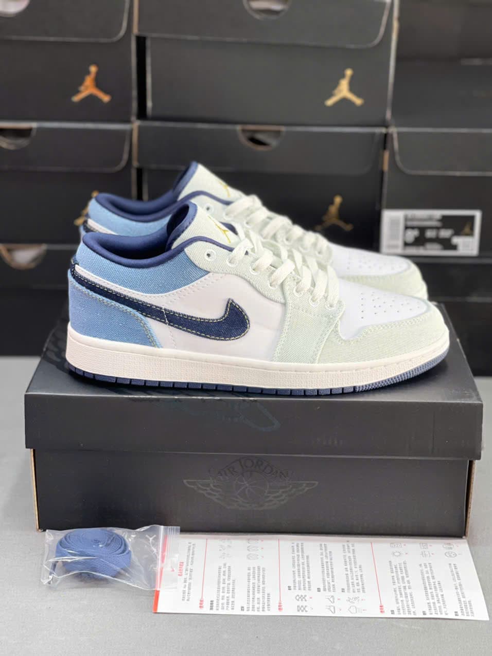 Jordan Low Demin Trắng - Xanh bò - Jordan Like Auth chi tiết